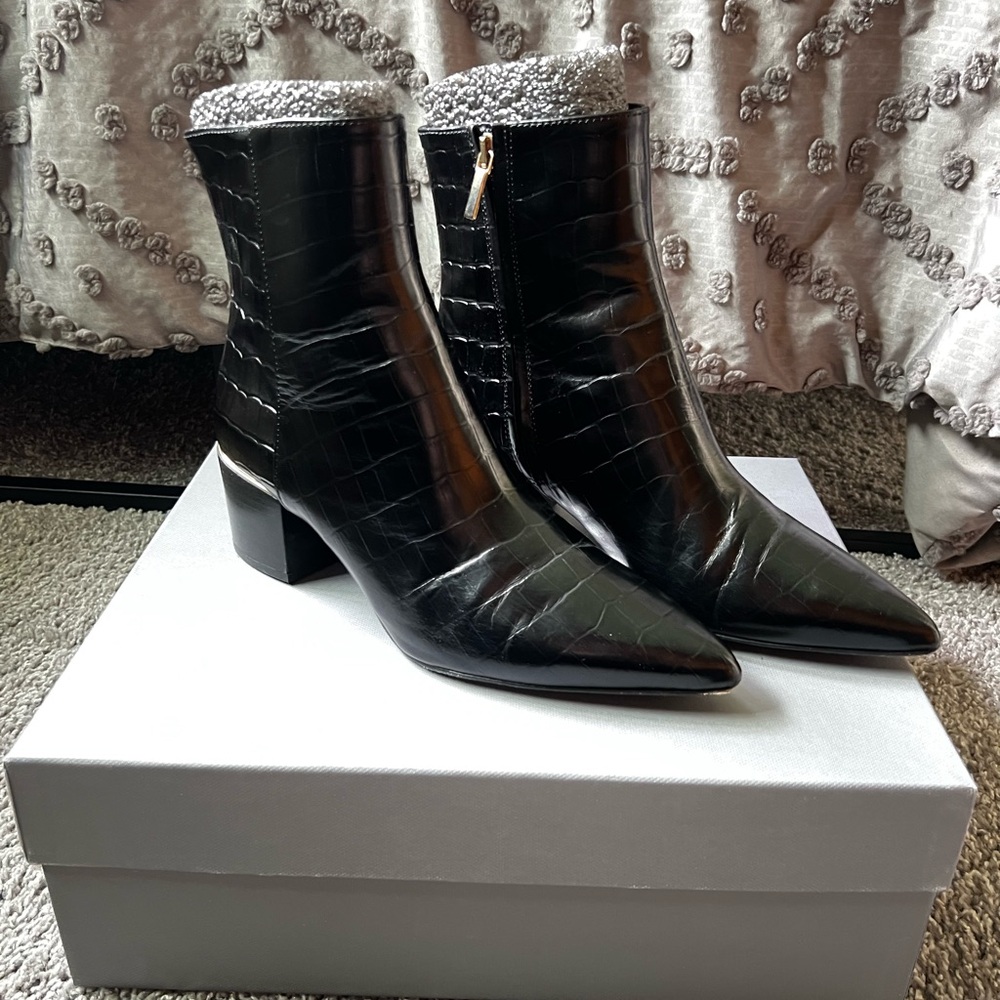 Thursday Boot Company Black Luna Croco ankle boots